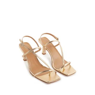 Aeyde Elise Heeled Leather Sandals In Gold