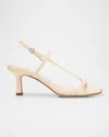 Aeyde Off-white Elise Leather Toe-post Heeled Sandals In Pink