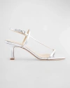 Aeyde Silver Laminated Nappa Sandal In Silver