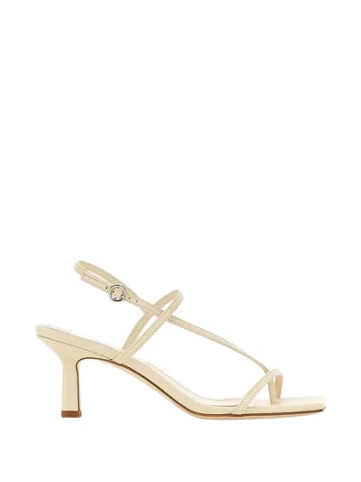 Aeyde Off-white Elise Leather Toe-post Heeled Sandals In Neutral
