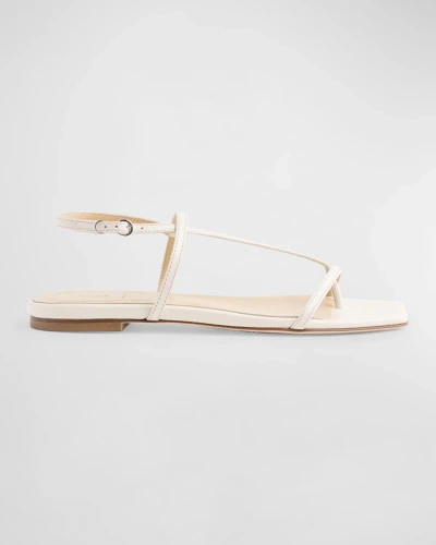 Aeyde Ella Leather Thong Slingback Sandals In Creamy
