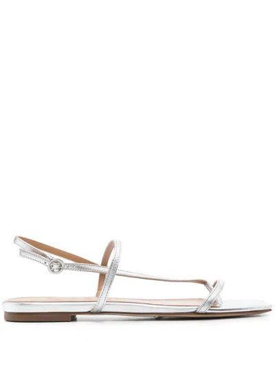 Aeyde Ella Nappa Leather Laminated Sandals Laminated Gold