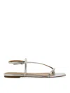 Aeyde 10mm Ella Metallic Leather Thong Sandals In Silver