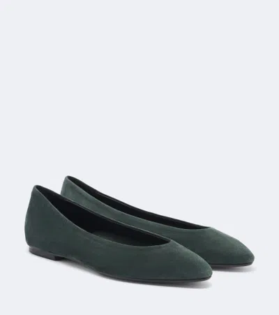Aeyde Ellie Suede Ballet Flats In Green
