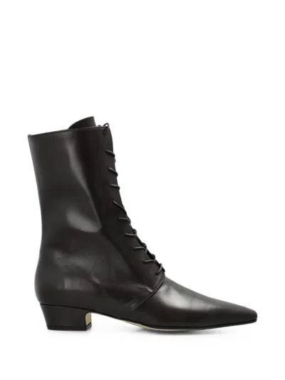 Aeyde Elva Lace-up Ankle Boots In Black
