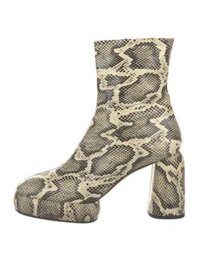 Pre-owned Aeyde Embossed Leather Animal Print Boots In Green