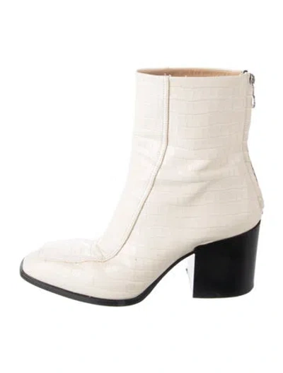 Pre-owned Aeyde Embossed Leather Animal Print Boots In Neutral