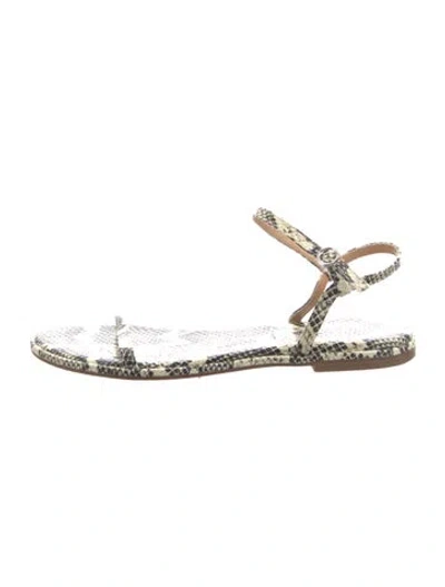 Pre-owned Aeyde Embossed Leather Animal Print Sandals In Gold