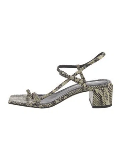 Pre-owned Aeyde Embossed Leather Animal Print Sandals In Multicolor