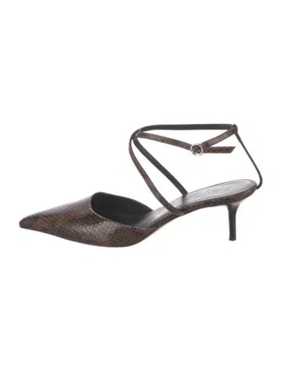 Pre-owned Aeyde Embossed Leather Animal Print Slingback Pumps In Multicolor