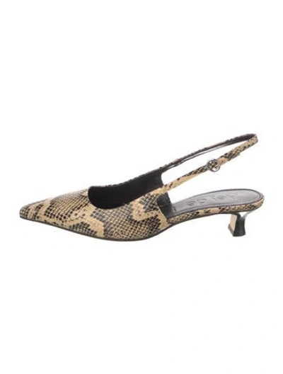 Pre-owned Aeyde Embossed Leather Animal Print Slingback Pumps In Neutral