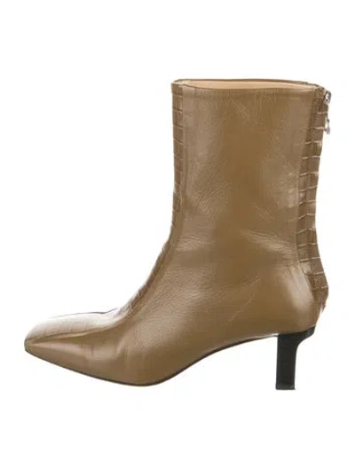 Pre-owned Aeyde Embossed Leather Boots In Green