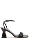 Aeyde Fenna 70 Metallic-leather Sandals In Black And Silver