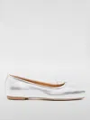 Aeyde Gabriella Laminated Nappa Leather Silver Ballerina In Silber