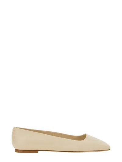 Aeyde Kirsten Leather Ballet Flats In Beige