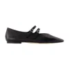 Aeyde Franny Double-buckle Pointed Ballet Flats In Black