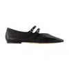 Aeyde Franny Double-buckle Pointed Ballet Flats In Black