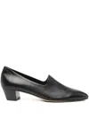 Aeyde 40mm Almond-toe Block-heel Loafers In Black