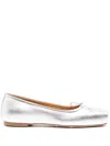 Aeyde Gabriella Laminated Nappa Leather Silver Ballerina In Silver