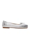 Aeyde Gabriella Laminated Nappa Leather Silver Ballerina In White