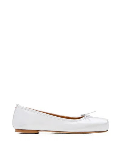 Aeyde Gabriella Laminated Nappa Leather Ballet Flat In White