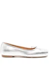 Aeyde Gabriella Laminated Nappa Leather Silver Ballerina