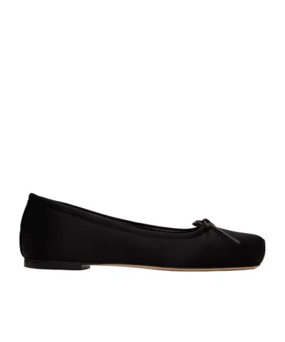 Aeyde Gabriella Satin Ballerina Shoes In Black