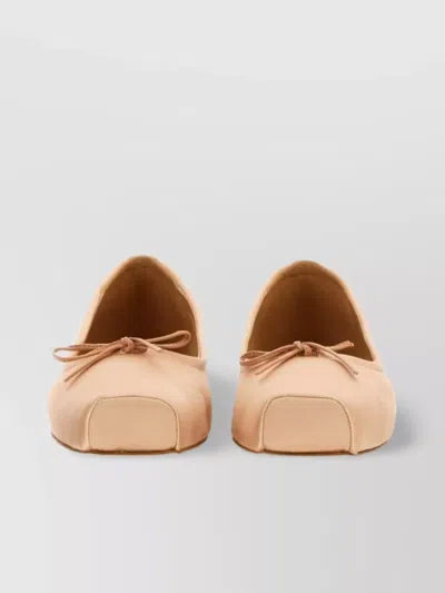 Aeyde "gabriella" Satin Bow Square Toe Ballerina