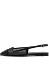Aeyde Geraldine Leather-trimmed Mesh Slingback Ballet Flats In Black