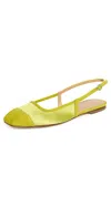 Aeyde Geraldine Satin Suede Cap Flats Chartreuse