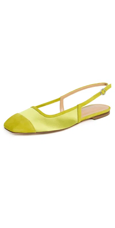Aeyde Geraldine Satin Suede Cap Flats Chartreuse
