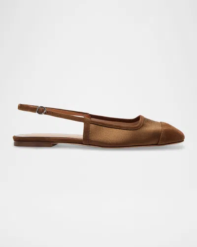 Aeyde Geraldine Suede Cap-toe Slingback Flats In Animal Print