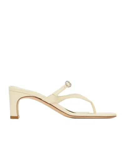 Aeyde Giselle Patent-leather Sandals In Creamy