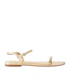Aeyde Gold Thin Strap Flat Sandals In Nude