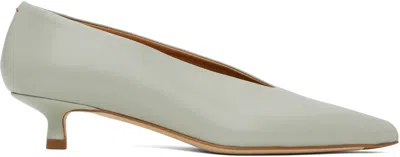 Aeyde Gray Clara Leather Heels In Cloud