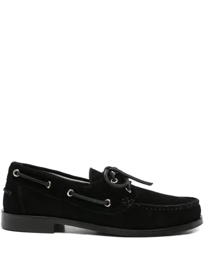 Aeyde Harris Boat Shoes In Black