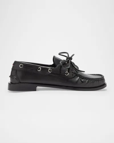 Aeyde Harris Calfskin Lace-up Loafers In Black