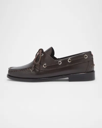 Aeyde 15mm Harris Leather Boat Shoes In Brown