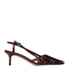Aeyde Red Helit Leather Slingback Heels In Red