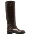 Aeyde Solid Color Leather Knee Boots In Animal Print