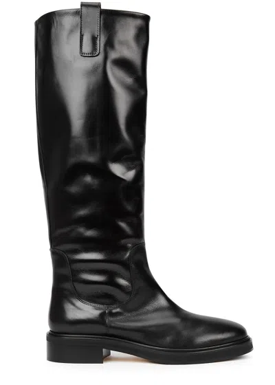 Aeyde Henry Knee-high Leather Boots In Black