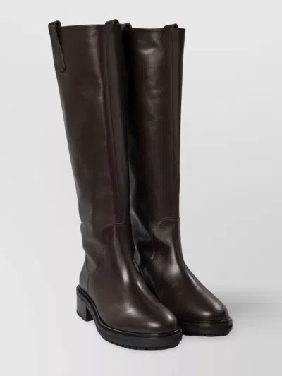 Aeyde "henry" Leather Knee-high Boots With Chunky Sole