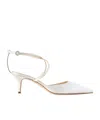 Aeyde High-heel Ankle Strap Sandals In White
