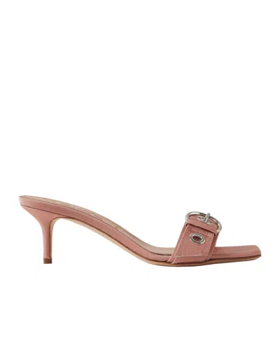 Aeyde Ilvy Buckle-embellished Faille Mules In Pink