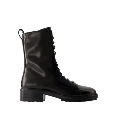 Aeyde Isa Leather Boots In Black