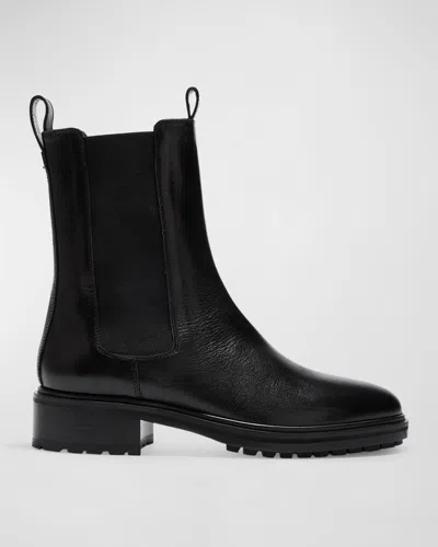 Aeyde Jack Leather Chelsea Booties In Black