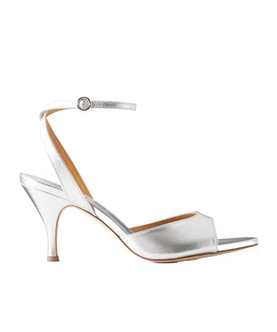 Aeyde Jada 75 Metallic Leather Sandals In Silver
