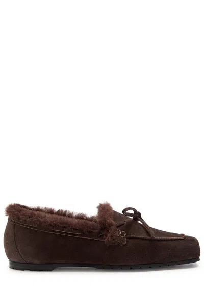 Aeyde Jasper Shearling-lined Suede Loafers In Brown