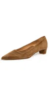 Aeyde Judi Kid Suede Leather Heels Tobacco In Brown