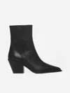 Aeyde 80mm Leather Ankle Boots In Black